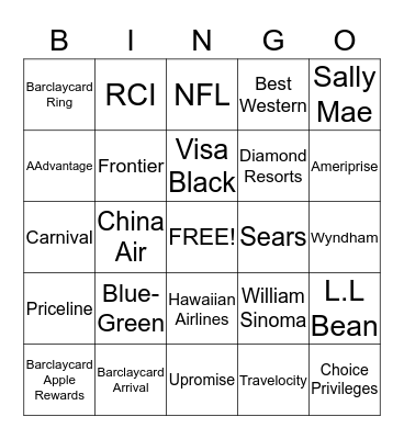 Partner  Bingo Card