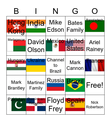Missionary Flags Bingo Card