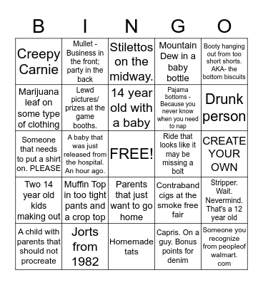 Things I Can't Unsee - Fair 2015 Bingo Card