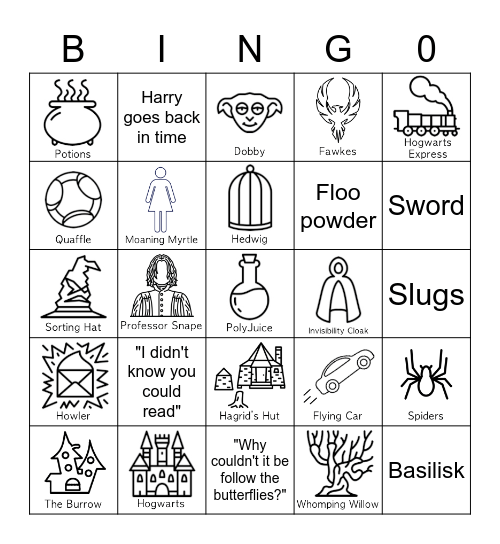 Harry Potter and the Chamber of Secrets Bingo Card