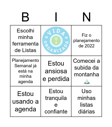 Vida Organizada Bingo Card