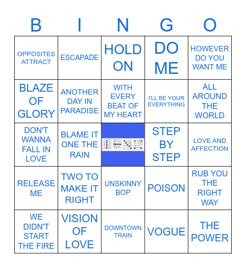 BILLBOARD 1990 Bingo Card