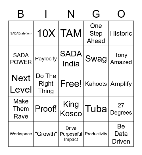 All Hands #1 Bingo Card