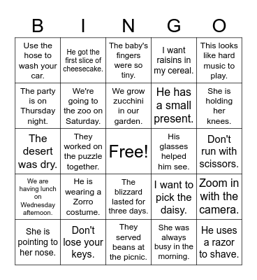 /Z/ Bingo Card