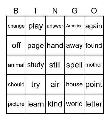 Untitled Bingo Card