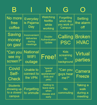 That Hybrid Life Bingo Card