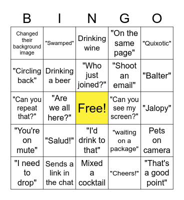 Amber Farewell HH Bingo Card