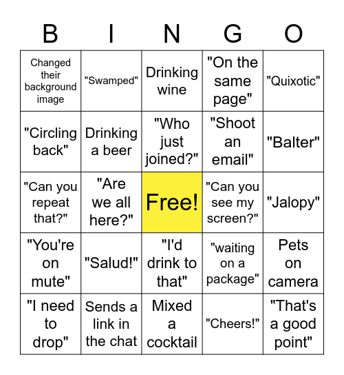 Amber Farewell HH Bingo Card