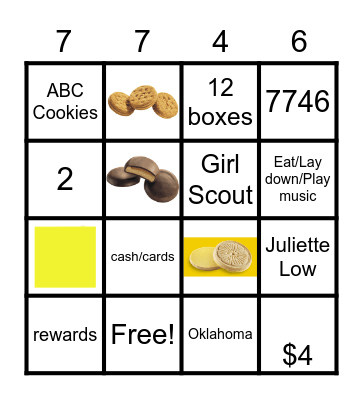 Cookie Season Bingo Card
