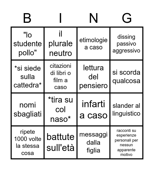 Latino bingo Card