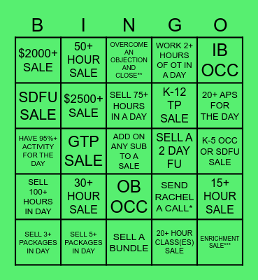 SALES BINGO ROUND 2! Bingo Card