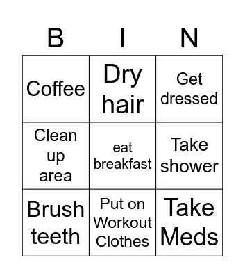 Monday morning Bingo Card
