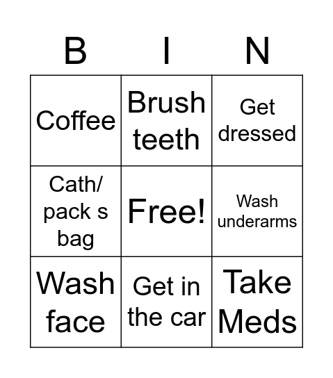 Thursday morning Bingo Card