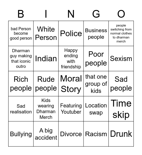 Dharman Bingo Card