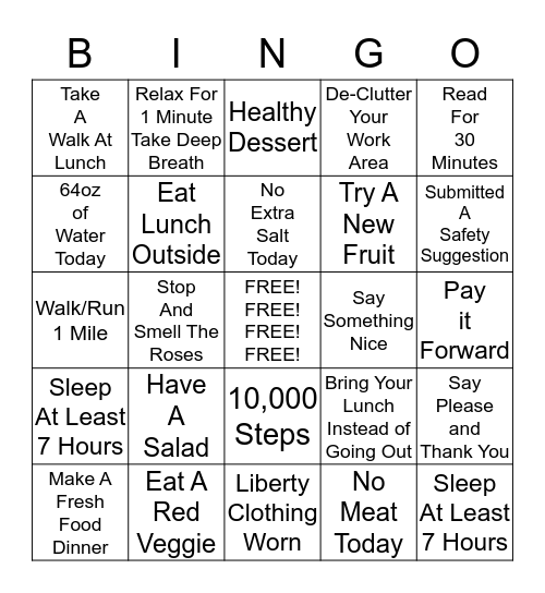 Liberty Bingo Card