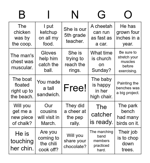 CH Bingo Card