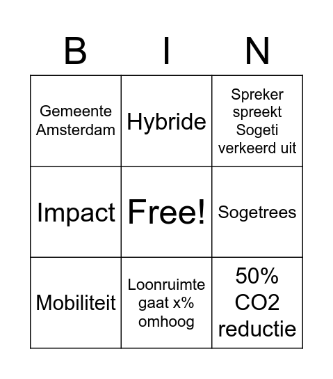 Sogeti Kick Off Bingo Card