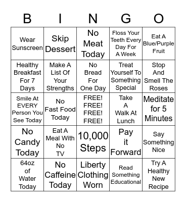 Liberty Bingo Card
