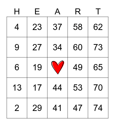 Valentine's Day Bingo Card