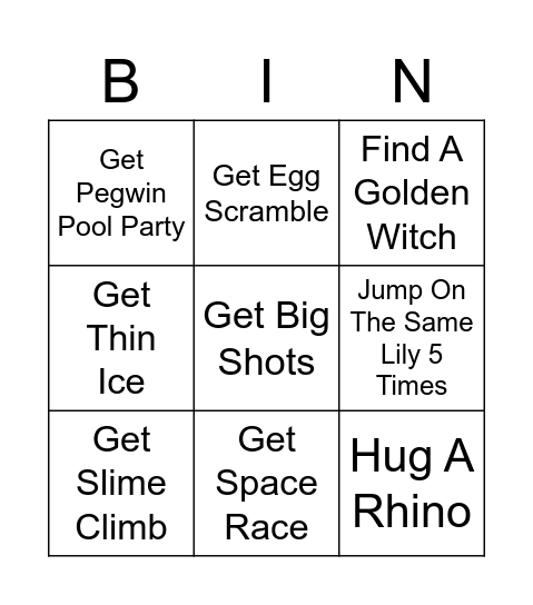 Fall guys Bingo Card