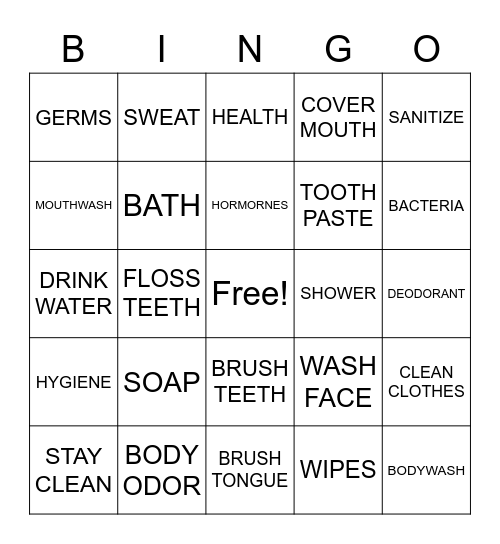 hygiene-bingo-card