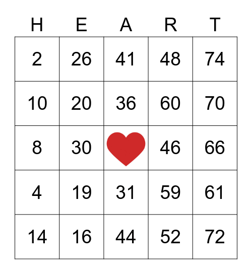 Valentine's Day Bingo Card