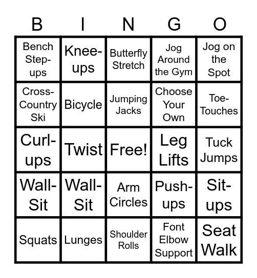 FITNESS BINGO Card