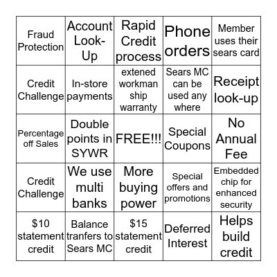 Challenge Bingo Card