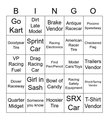 Motorsports Bingo! Bingo Card