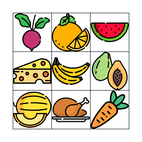 BINGO DOS ALIMENTOS Bingo Card