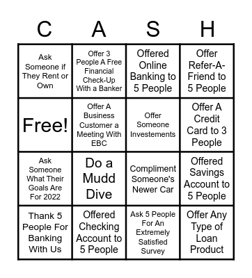 Beat The Quarter Bingo Card