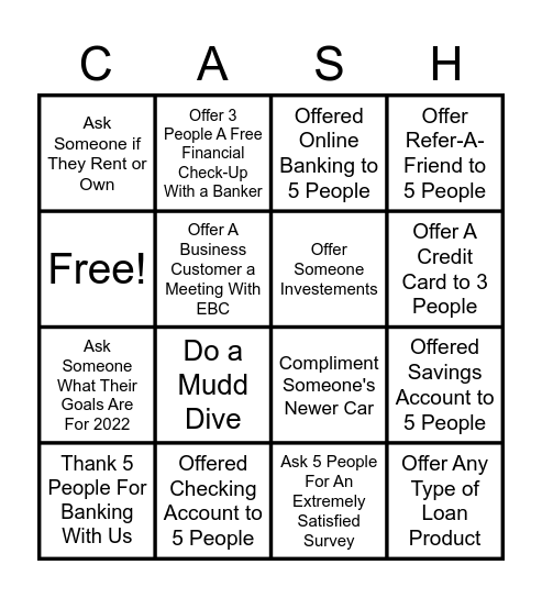 Beat The Quarter Bingo Card