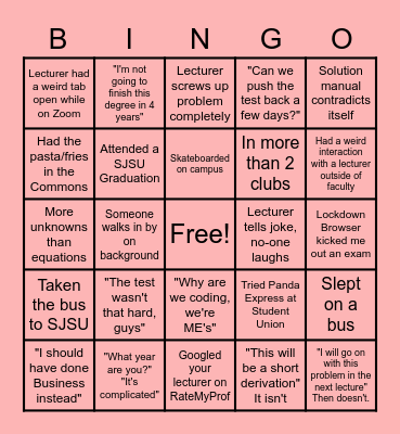 ENGINEERING Bingo Card