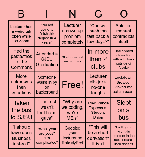 ENGINEERING Bingo Card