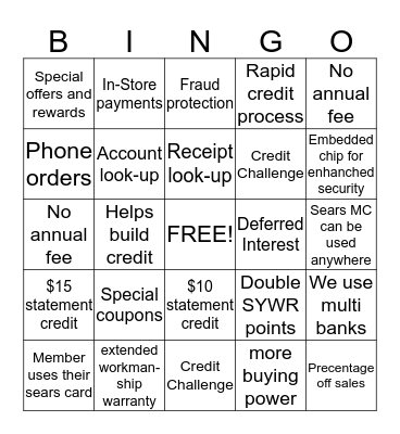 Challenge Bingo Card