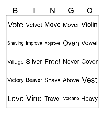 V Bingo Card