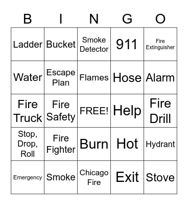 Fire Safety Bingo Card