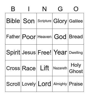 January 23 Worship Words Bingo (Listen for words during worship and mark them when you hear them)  Just for fun - no prizes Bingo Card