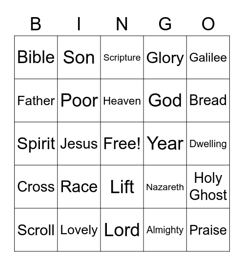 January 23 Worship Words Bingo (Listen for words during worship and mark them when you hear them)  Just for fun - no prizes Bingo Card