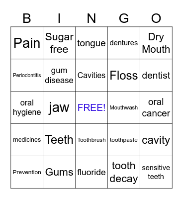 Oral Health & Hygiene Bingo Card