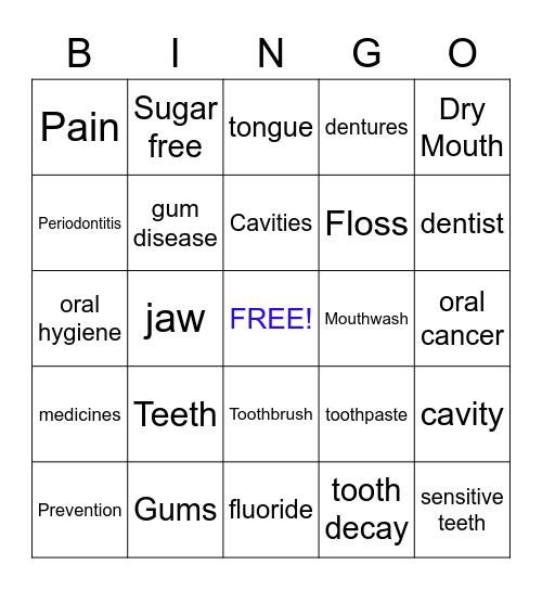 Oral Health & Hygiene Bingo Card