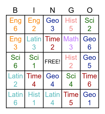 CC Foundations Review Bingo Card