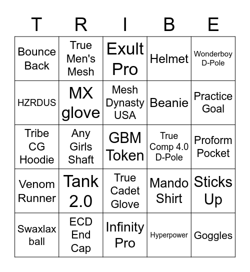 Tribe Bingo Card