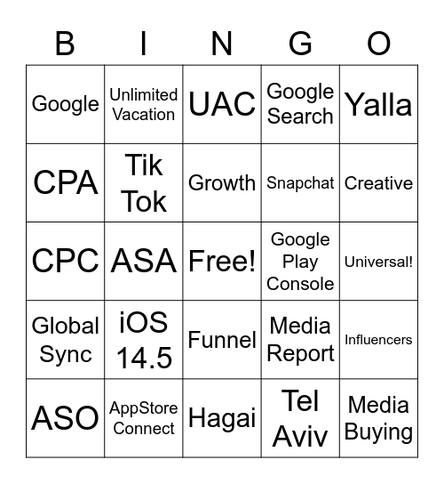 Moburst Bingo! Bingo Card