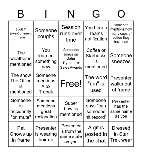 NSM 2022 Day 2 Bingo Card