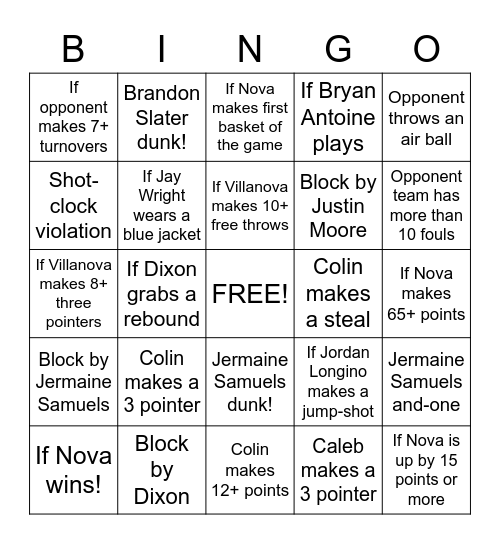 Game Watch Bingo Marquette Bingo Card
