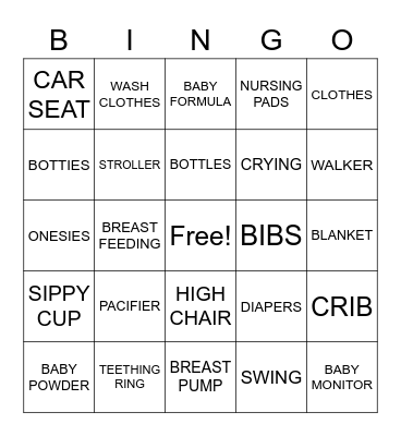 BABY SHOWER Bingo Card