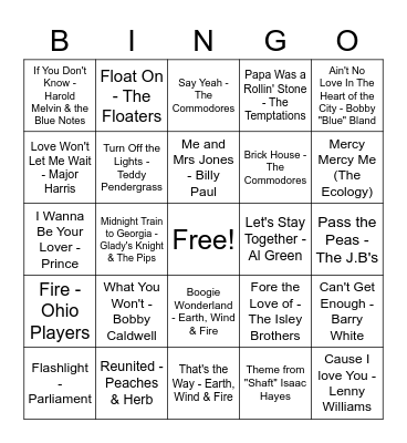 70's BINGO Card