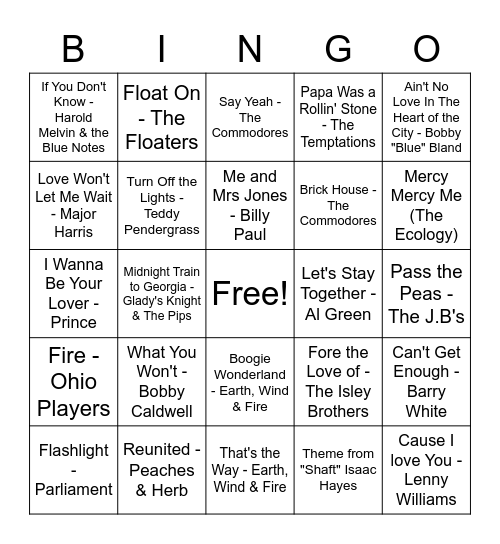 70's BINGO Card