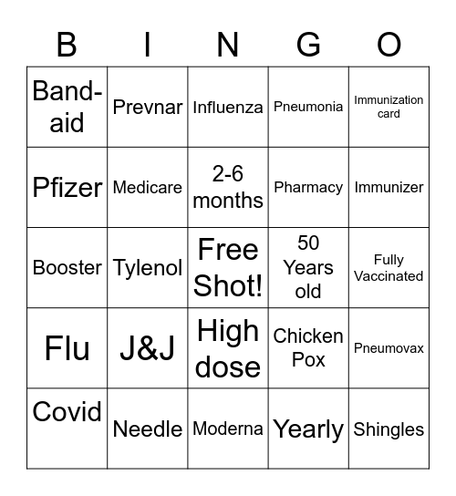 AARP Vaccine BINGO Card